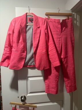J. Crew Vibrant Hot Pink Linen Blazer